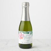 Tropisch Leave Pink Flamingo Mousserende Wijn Labe Sparkling Wijnetiket (Voorkant)
