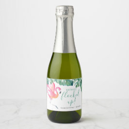 Tropisch Leave Pink Flamingo Mousserende Wijn Labe Sparkling Wijnetiket