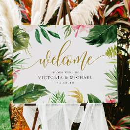 Tropisch leder en Floral Wedding Welcome Sign Poster