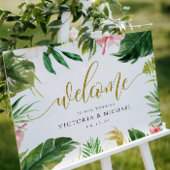 Tropisch leder en Floral Wedding Welcome Sign Poster