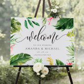 Tropisch leder en Floral welkome bruiloft Poster