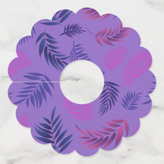 Tropisch lederen patroon 19 wijnglaslabel (Voorkant)