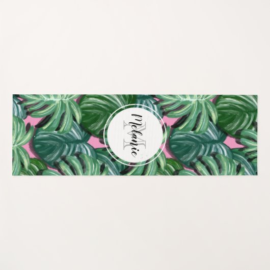 Tropisch lederen patroon - Groen olievonogram Yogamat (Voorkant (horizontaal))