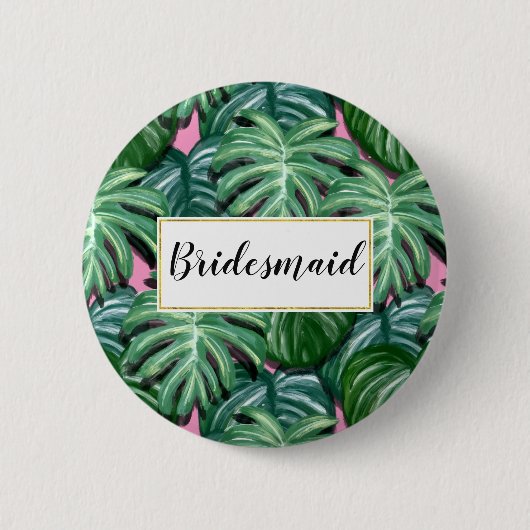 Tropisch lederen patroon - Groene olievlek - Bride Ronde Button 5,7 Cm (Voorkant)