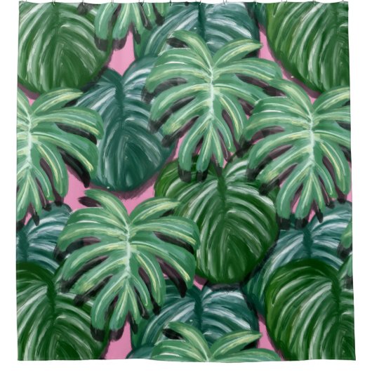 Tropisch lederen patroon - Groene vulling Douchegordijn (Voorkant)