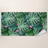 Tropisch lederen patroon - Groene vulling Strandlaken (Voorkant)