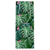 Tropisch lederen patroon - Groene vulling Wijn Cadeautas (Achterkant)