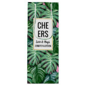 Tropisch lederen patroon - Groene vulling Wijn Cadeautas (Voorkant)