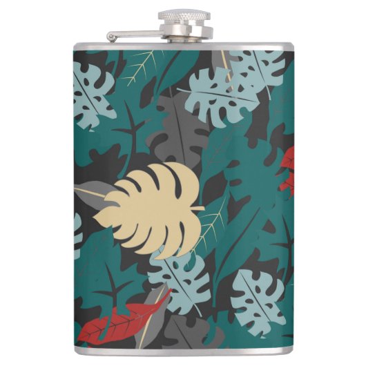 Tropisch lederen patroon heupfles (Voorkant)