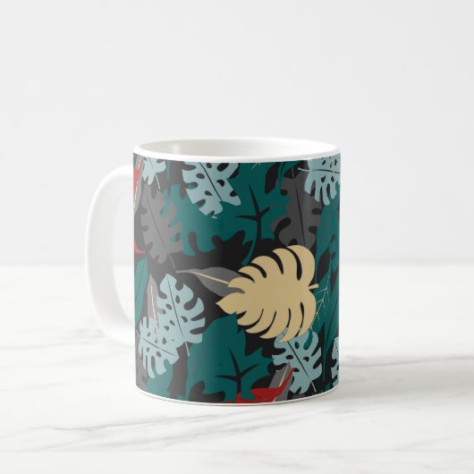 Tropisch lederen patroon koffiemok (Voorkant links)