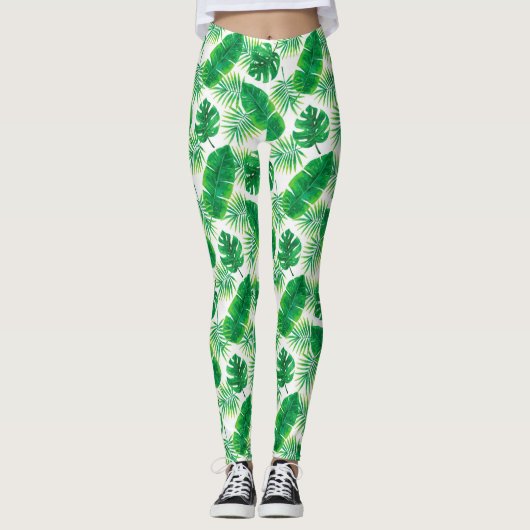 Tropisch lederen patroon leggings (Voorkant)