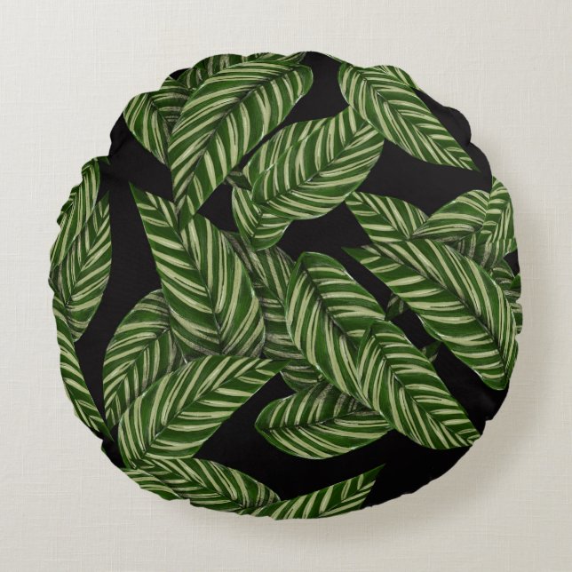 Tropisch lederen patroon rond kussen (Voorkant)