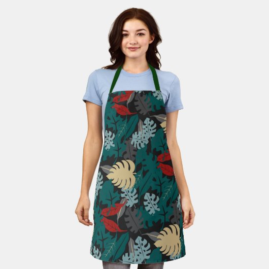 Tropisch lederen patroon schort (Gedragen)