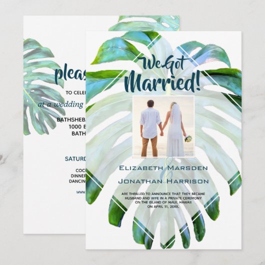 Tropisch lef gewoon huwelijksaankondiging kaart (Voorkant / Achterkant)