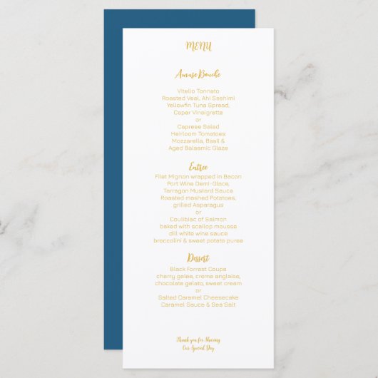 Tropisch lef Gold Palm Frond Wedding Menu (Voorkant / Achterkant)