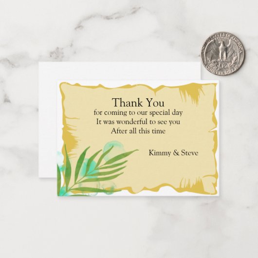 Tropisch lef - Hartelijk dank Notitiekaartje (Voorkant / Achterkant in situ)