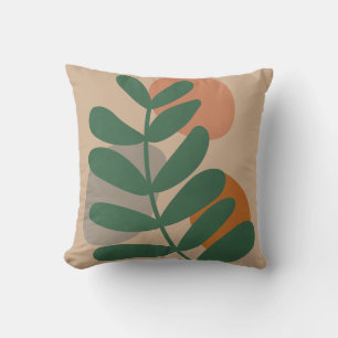Tropisch lef I - Aardse toon, moderne kunst Kussen
