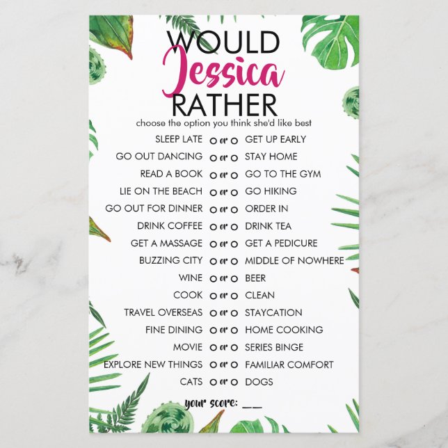 Tropisch lef  zou ze een beetje spelen (Voorkant)