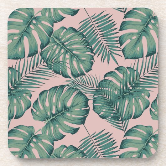 Tropisch lefpatroon bier onderzetter (Voorkant)