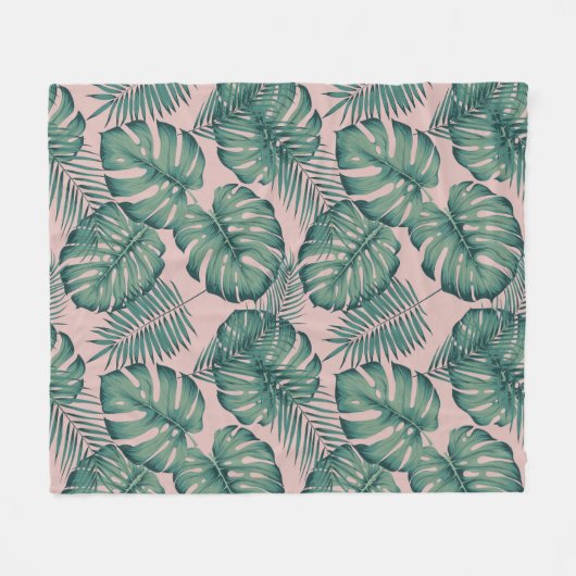 Tropisch lefpatroon fleece deken (Voorkant (Horizontaal))
