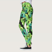 Tropisch lefpatroon Greenery Beach Yoga Black Leggings (Links)