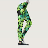 Tropisch lefpatroon Greenery Beach Yoga Black Leggings (Rechts)