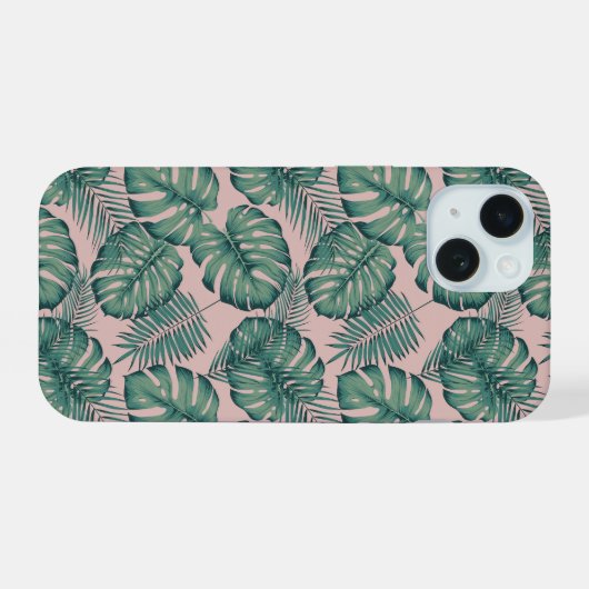 Tropisch lefpatroon iPhone 15 case (Achterkant horizontaal)