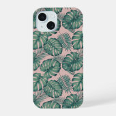 Tropisch lefpatroon iPhone 15 case (Achterkant)