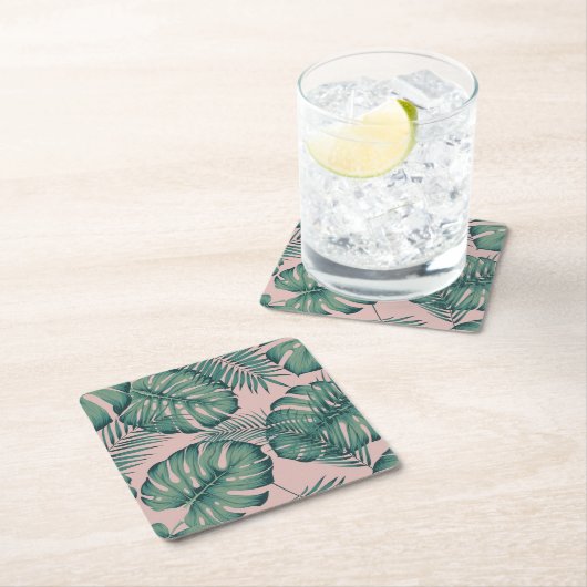 Tropisch lefpatroon kartonnen onderzetters (Insitu)