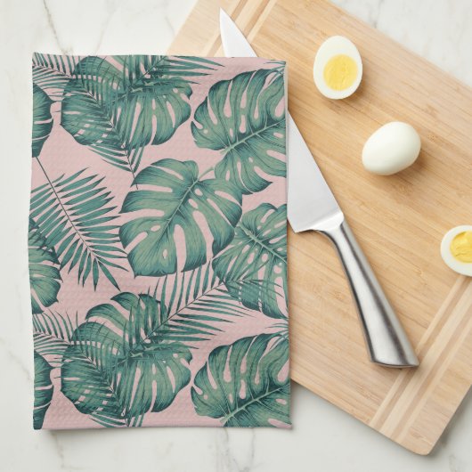 Tropisch lefpatroon theedoek (Quarter Fold)