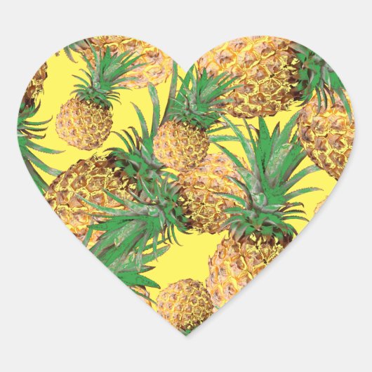 Tropisch Lekker Ananas Patroon Hart Sticker (Voorkant)