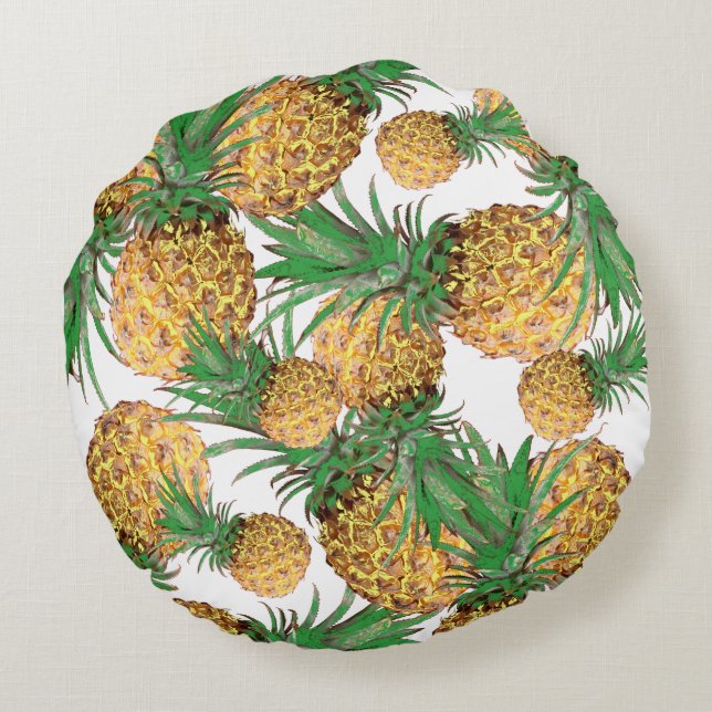 Tropisch Lekker Ananas Patroon Rond Kussen (Achterkant)