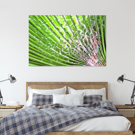 Tropisch leren van kunstmatig leder van de palmboo canvas afdruk (Insitu (Slaapkamer))