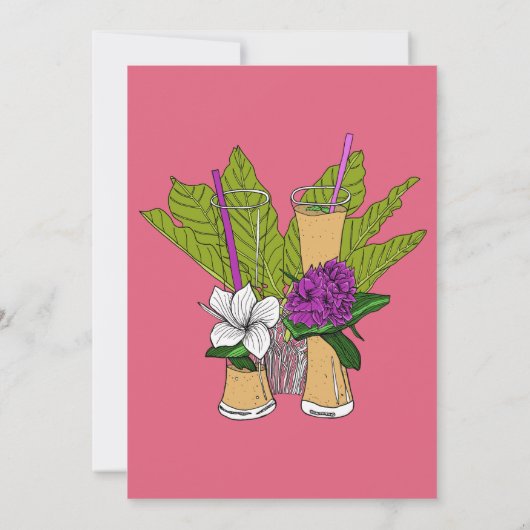 Tropisch leuke kleurrijke cocktailparty van 50 jaa kaart (Achterkant)