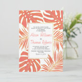 Tropisch levend koraal monstera palm vertrekt brui kaart (Staand voorkant)