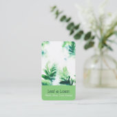 Tropisch licht Groene Waterverf Bladgroen Botanisc Visitekaartje (Staand voorkant)