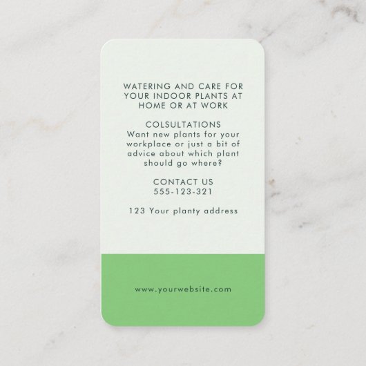 Tropisch licht Groene Waterverf Bladgroen Botanisc Visitekaartje (Achterkant)