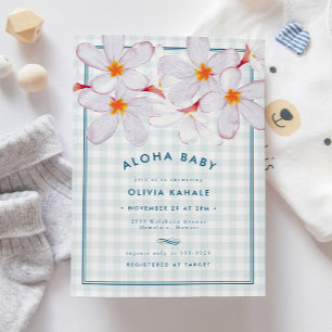 Tropisch Lichtblauw Bloemen Aloha Baby Boy Douche