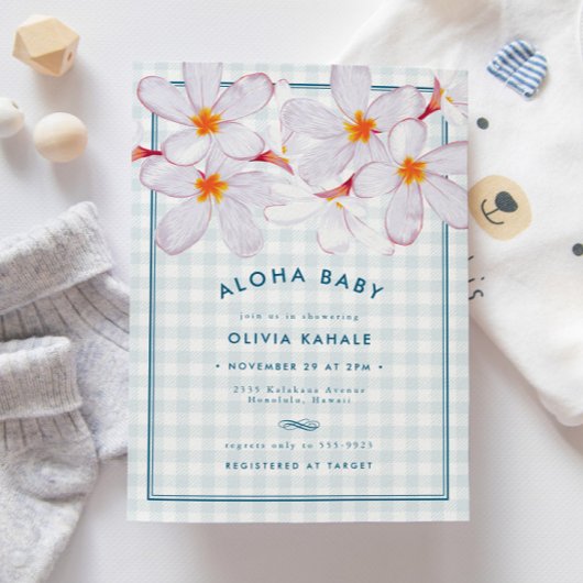 Tropisch Lichtblauw Bloemen Aloha Baby Boy Douche