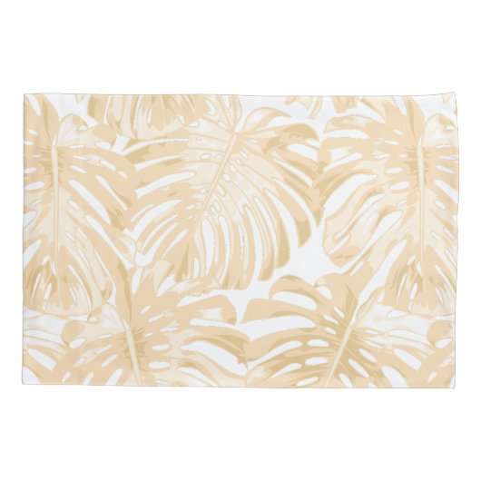 Tropisch lichtgele monstera Oerwoud lekt Kussensloop (Achterkant-Links)