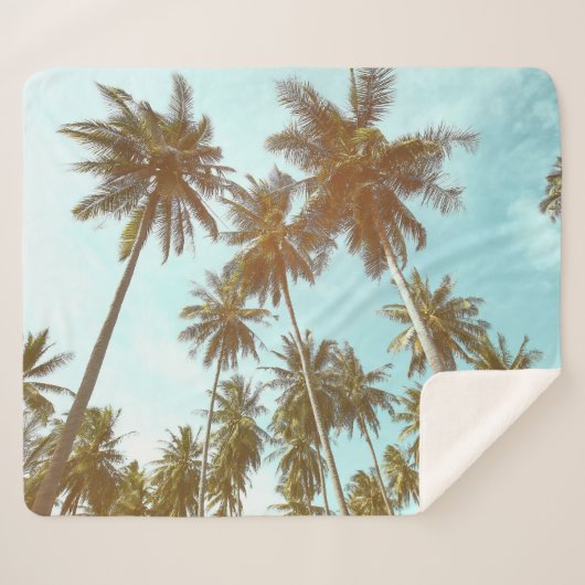Tropisch Lijst: Abstracte palmbomen Sherpa Deken (Voorkant (horizontaal))