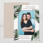 Tropisch Lijst Beige Bruiloft Save the Date Foto (Voorkant / Achterkant)