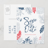 Tropisch lijst moderne trouwtypografie aankondigingskaart (Voorkant / Achterkant)