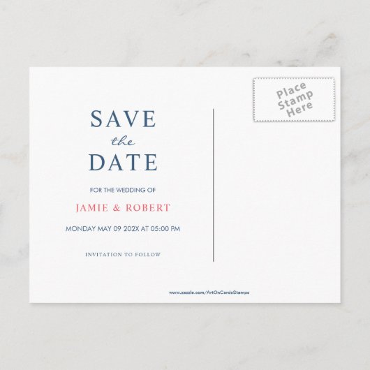 Tropisch lijst moderne trouwtypografie aankondigingskaart (Achterkant)