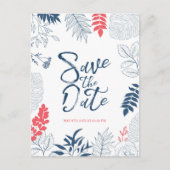 Tropisch lijst moderne trouwtypografie aankondigingskaart (Voorkant)
