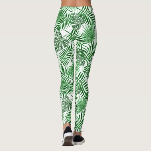 Tropisch Lime Green Summer Palmtree Leafs Pattern Leggings (Achterkant)