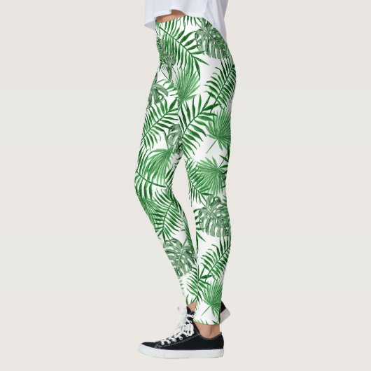 Tropisch Lime Green Summer Palmtree Leafs Pattern Leggings (Links)