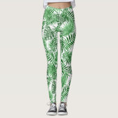 Tropisch Lime Green Summer Palmtree Leafs Pattern Leggings (Voorkant)