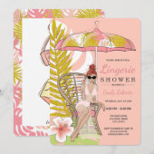 Tropisch lingerie douche roodharige bruid kaart (Voorkant / Achterkant)