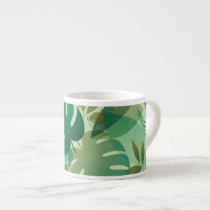 Tropisch Lofwerk Luchtige Groene Bladeren Espresso Kop